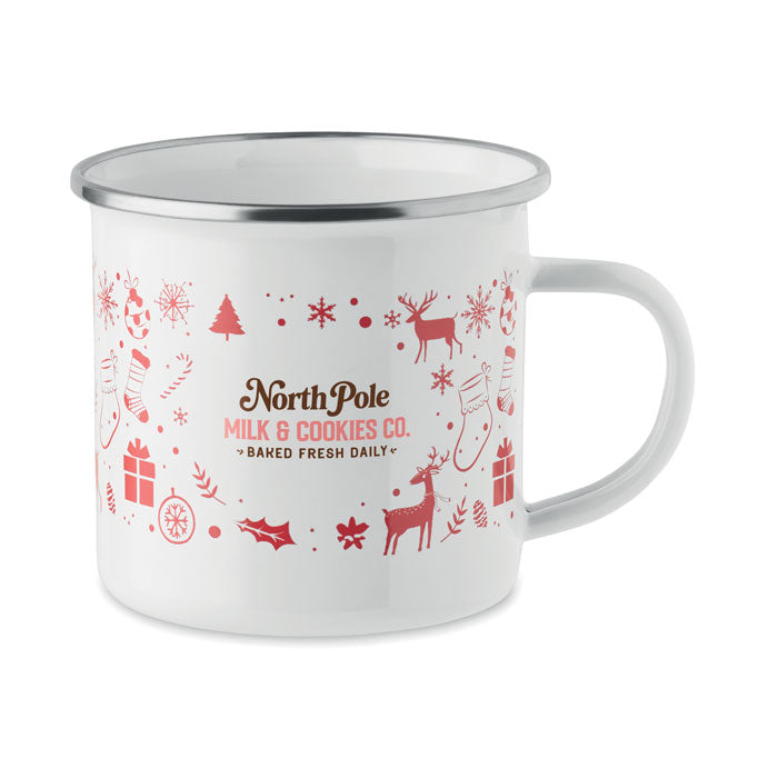 SEASOMEL - Taza esmaltada Navidad 300 ml con diseño festivo, ideal para las celebraciones navideñas.