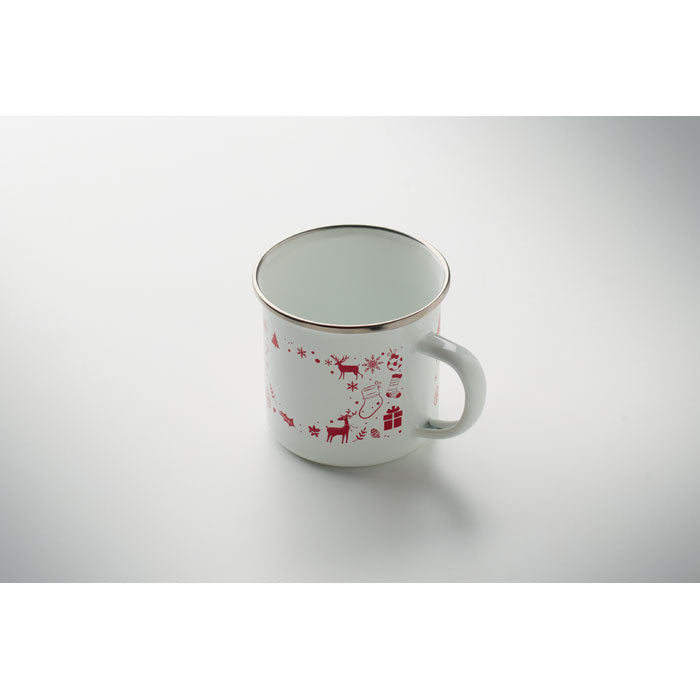 SEASOMEL - Taza esmaltada Navidad 300 ml con diseño navideño y borde metálico.