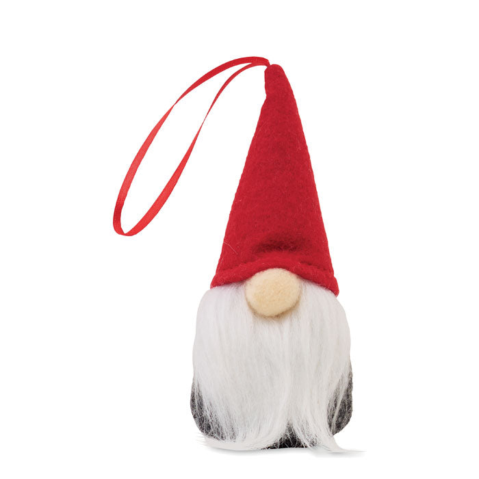 FROSTY TREE - Adorno gnomo em fieltro con gorro rojo y barba blanca, incluye cinta para colgar.