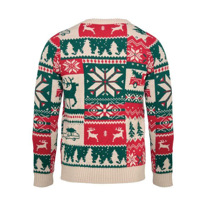 SHIMIS XL - Jersey de punto Navidad S-M con diseño de copos de nieve, renos y árboles navideños.