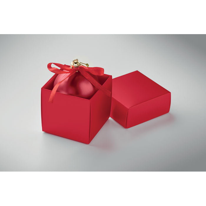 BELLES - Bola de Navidad en caja, bola roja de Navidad dentro de una caja de regalo roja con cinta.