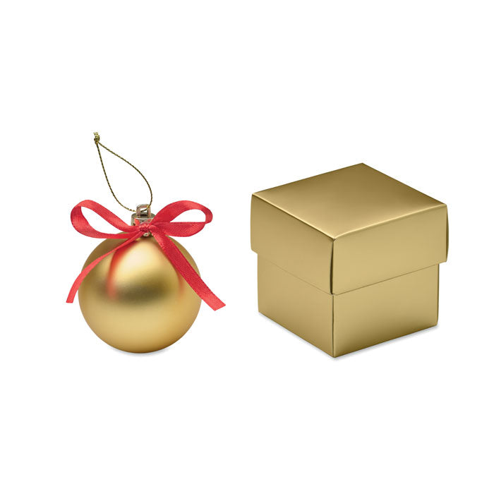 BELLES - Bola de Navidad en caja con bola dorada y caja de regalo dorada, ideal para decoración navideña.
