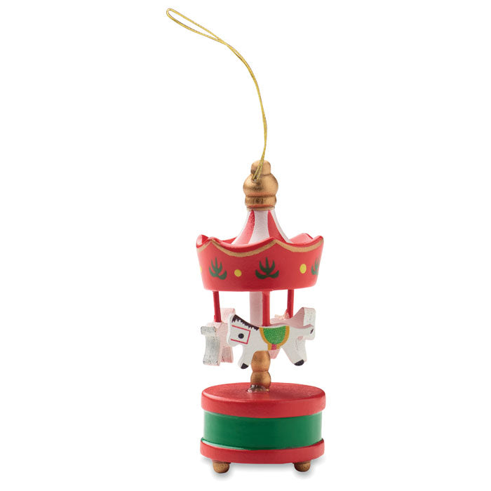 WHIRL - Adorno carrusel de madera decorativo de madera con cordón para colgar, colorido y encantador.
