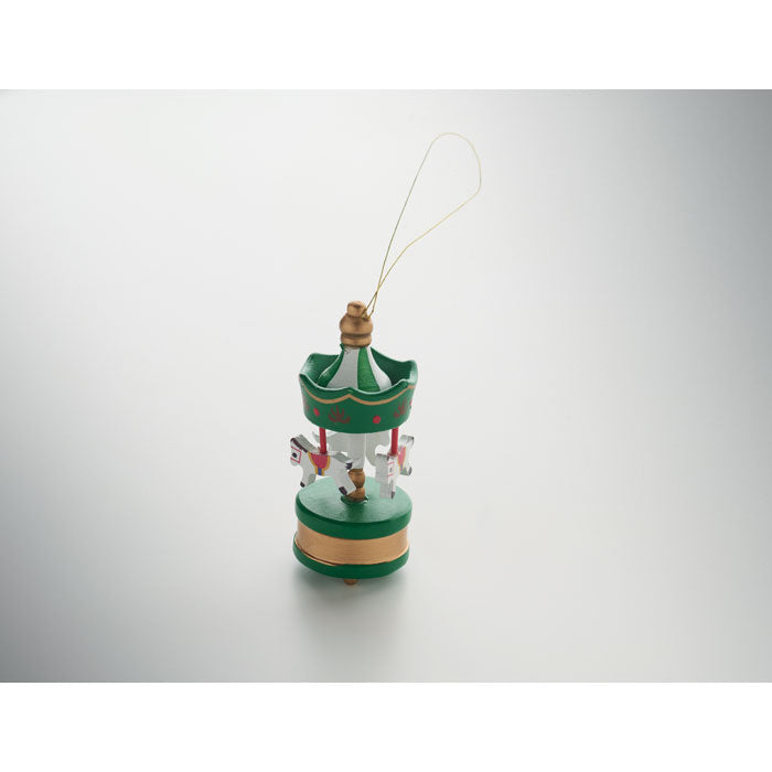 WHIRL - Adorno carrusel de madera en color verde, adorno decorativo con cordón para colgar.