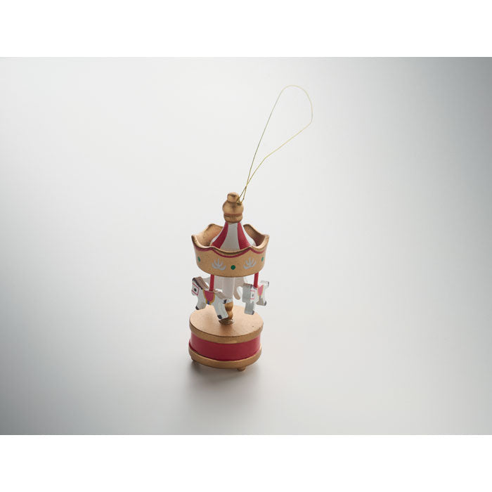WHIRL - Adorno carrusel de madera decorativo con cordón para colgar.