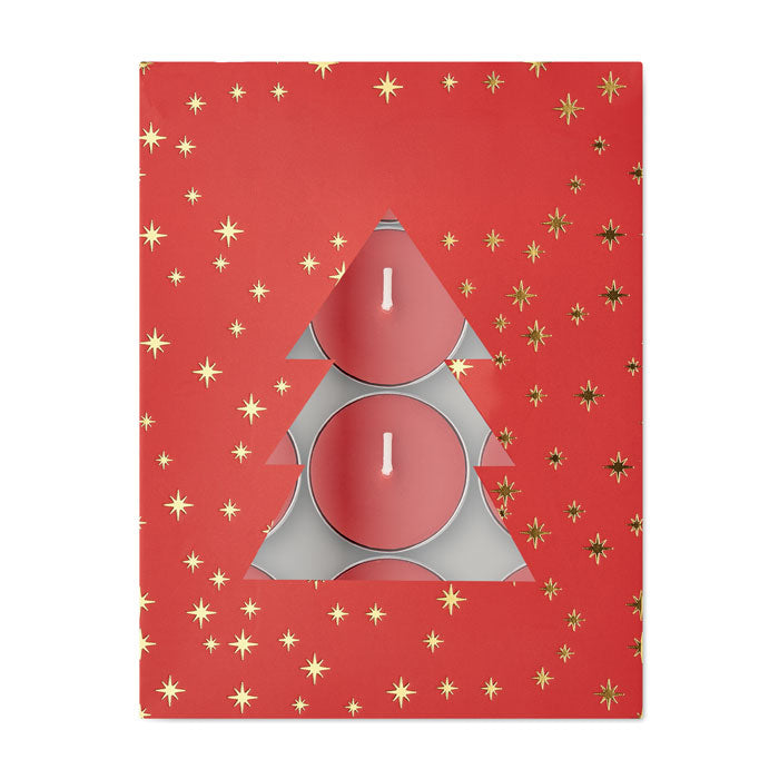 RADIANT - Set de velas de té perfumadas, presentación de velas en caja roja con diseño navideño.