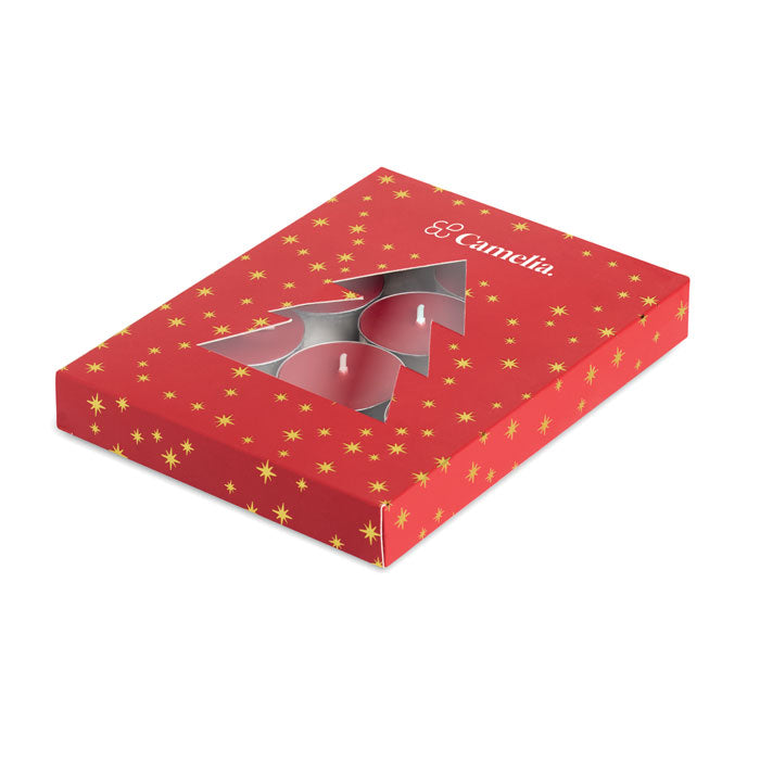 RADIANT - Set de velas de té perfumadas en caja de regalo con diseño navideño y velas de aroma a canela.