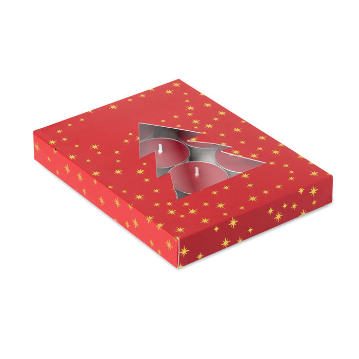 RADIANT - Set de velas de té perfumadas en caja de regalo con diseño navideño y ventana transparente.