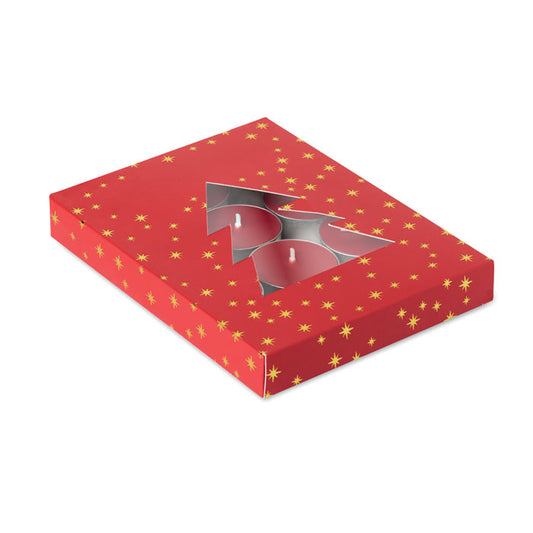 RADIANT - Set de velas de té perfumadas en caja de regalo con diseño navideño y ventana transparente.