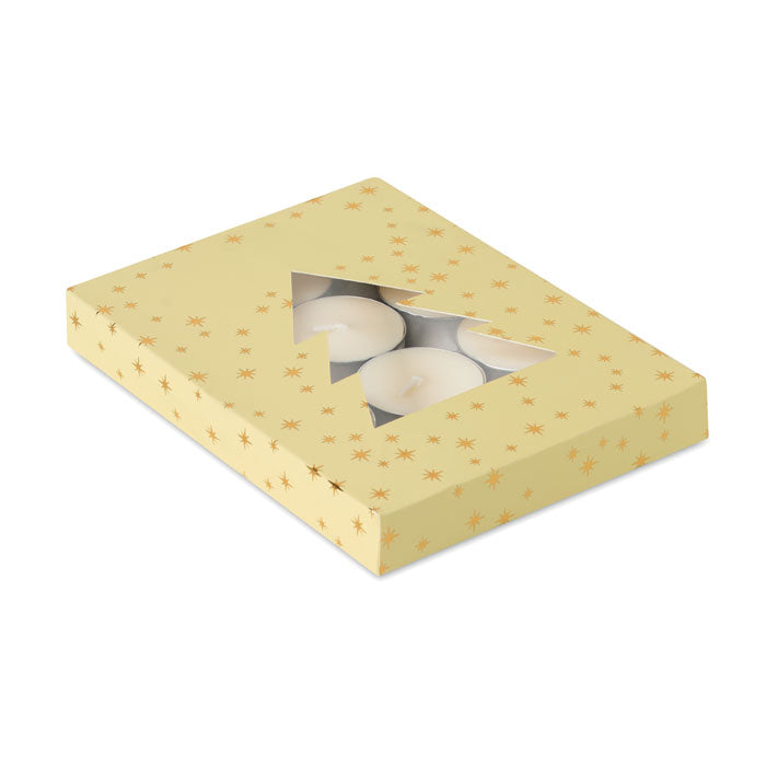 RADIANT - Set de velas de té perfumadas en caja de regalo con forma de árbol de Navidad y diseño festivo.