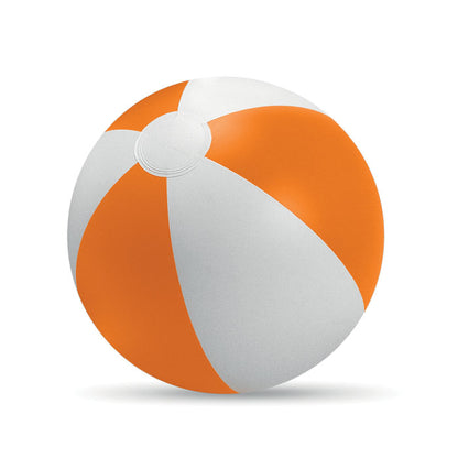 Pelota de playa hinchada naranja y blanca