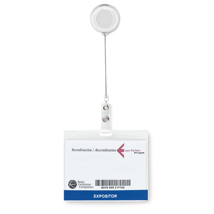 Porta acreditaciones blanca con identificación