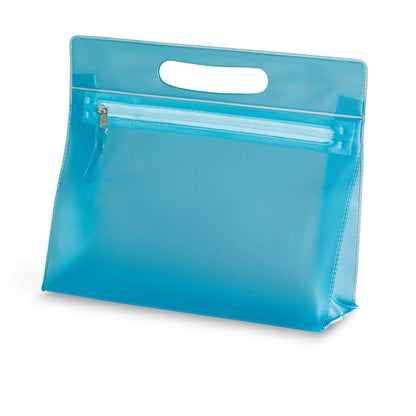 Neceser de viaje de plástico azul con cremallera