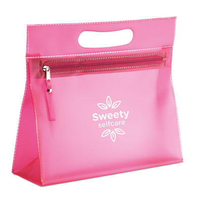Neceser rosa transparente personalizado con logo