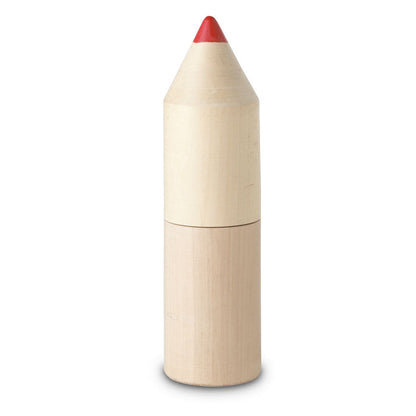 Estuche de madera con 12 lápices y forma de lápiz