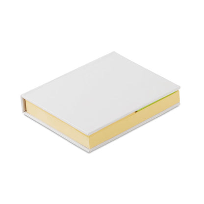 Estuche de cartón blanco de notas adhesivas