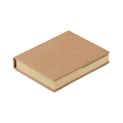 Estuche de cartón color marrón de notas adhesivas