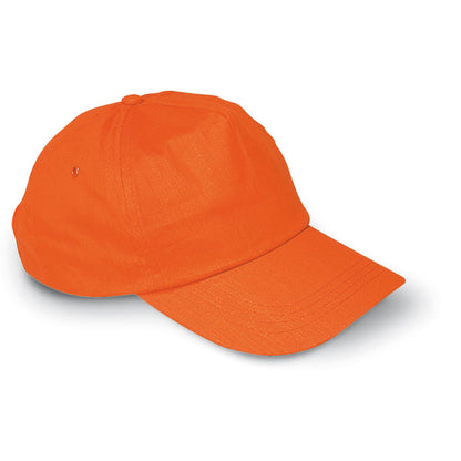 Vista superior de gorra de 5 paneles naranja