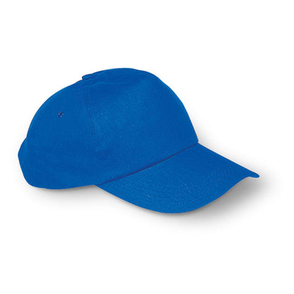Vista superior de gorra de 5 paneles azul