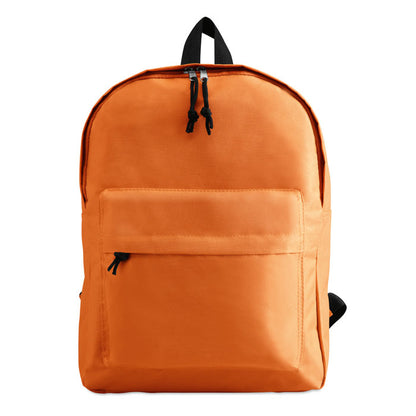 Mochila clásica de poliéster naranja con bolsillo exterior con cremallera