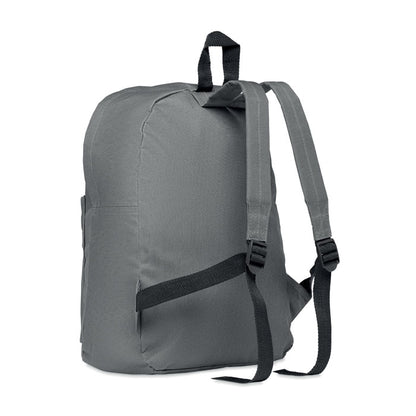 Parte trasera de mochila de poliéster gris oscuro