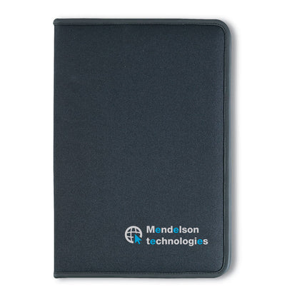 Porta documentos negro con logo impreso