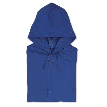 Impermeable azul con capucha