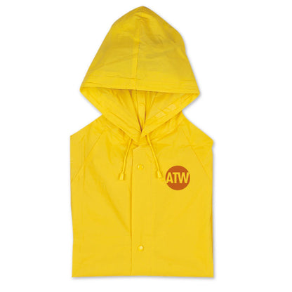 Chubasquero de plástico amarillo personalizado con logotipo