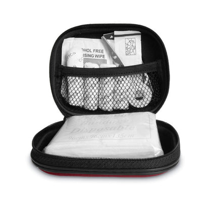 Estuche abierto mostrando kir de primeros auxilios
