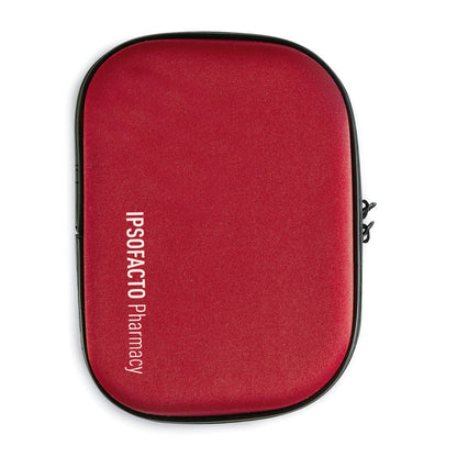 Estuche rojo con cremallera con kit de primeros auxilios con logo impreso