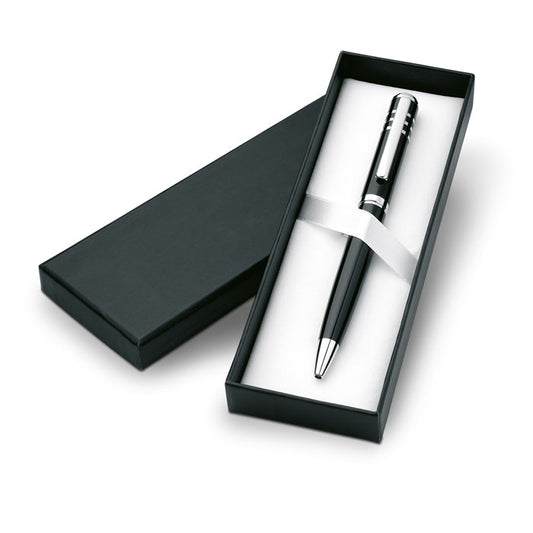 Caja con bolígrafo metálico negro