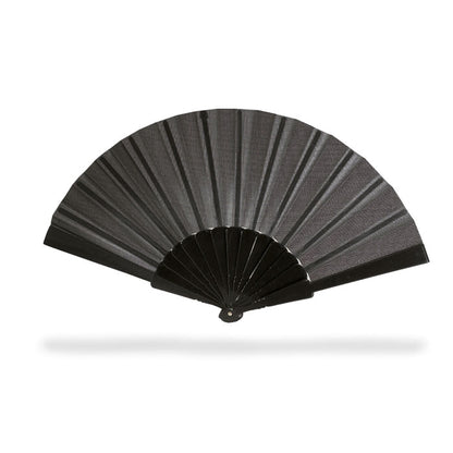 Abanico de poliéster y varillas de plástico color negro