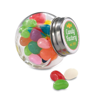 Tarro de cristal personalizado con logotipo en la tapa metálica
