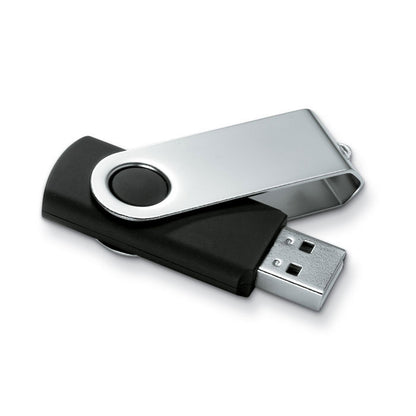 Memoria USB negra con cierre de metal