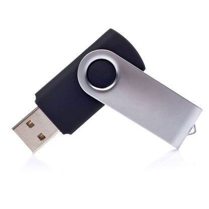 Memoria USB negra con cierre giratorio