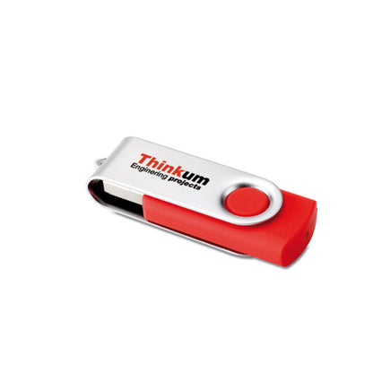 Memoria USB roja con cierre giratorio