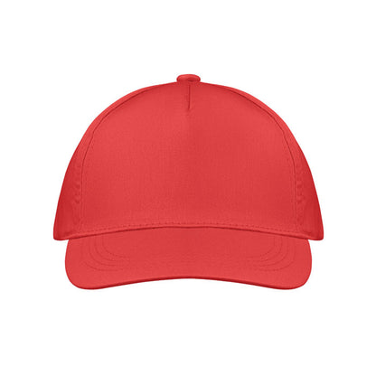 Vista frontal de gorra roja de beisbol