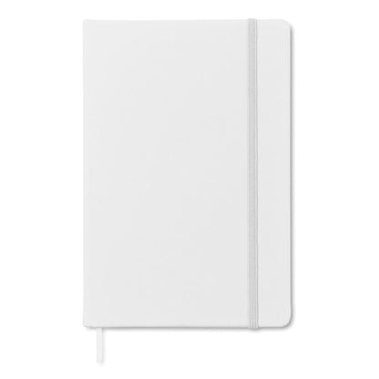 Libreta A5 con tapa rígida cierre goma blanca con logo impreso