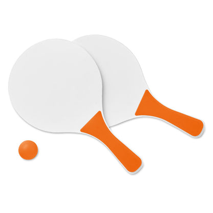 Set de palas de playa naranjas y blancas con pelota