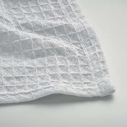 Destalle esquina manta waffle blanca