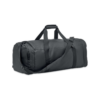 bolsa de viaje negra con asas de mano y asa bandolera de transporte
