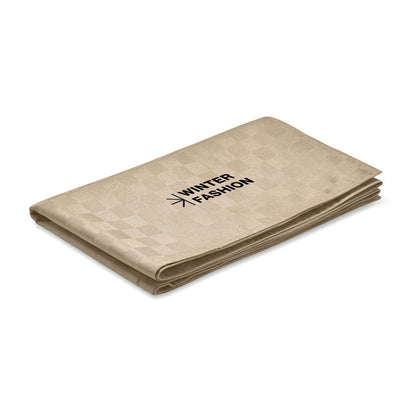 Detalle de tejido de poliéster kaki del camino de mesa