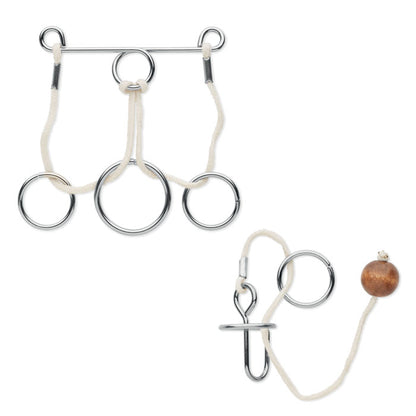 Juego de 2 rompecabezas de metal madera y cuerda de algodón