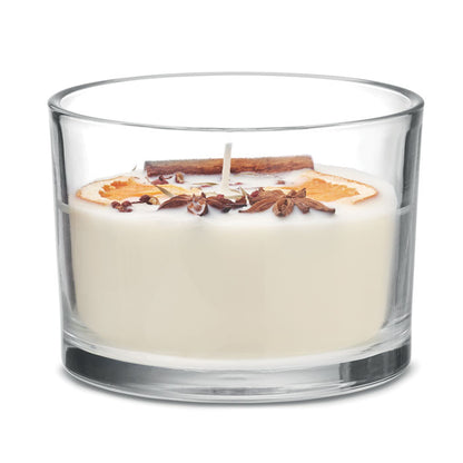 Vela en tarro de cristal  de 300 gr. fragancia canela y cítricos