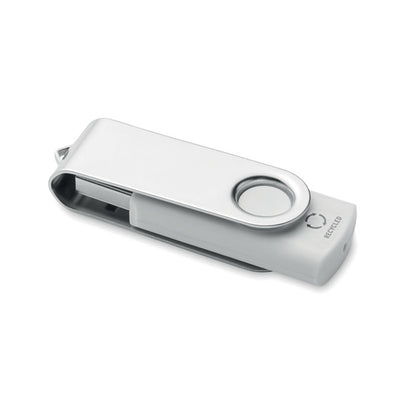 USB de plástico blanco con cierre giratorio de metal