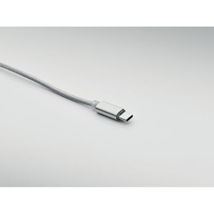 Cable Usb de carga plateado con fondo gris