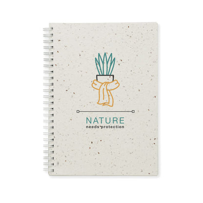 cuaderno de tapas de papel de semillas personalizado con logotipo en portada