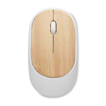 Ratón inalámbrico blanco con logotipo impreso