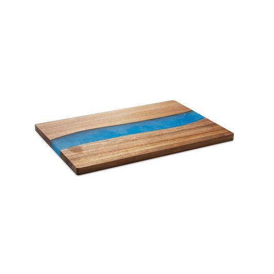 Tabla de cortar de madera de acacia con resina azul