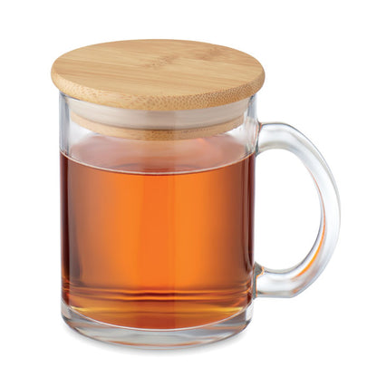 Taza de vidrio con tapa para infusión